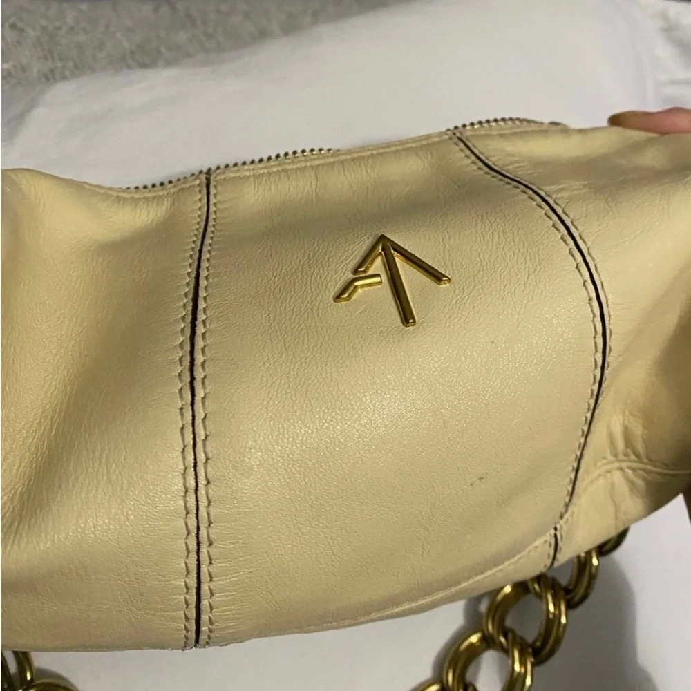 MANU ATELIER- Leather Mini Cylinder Hobo Bag Ivory - EUC